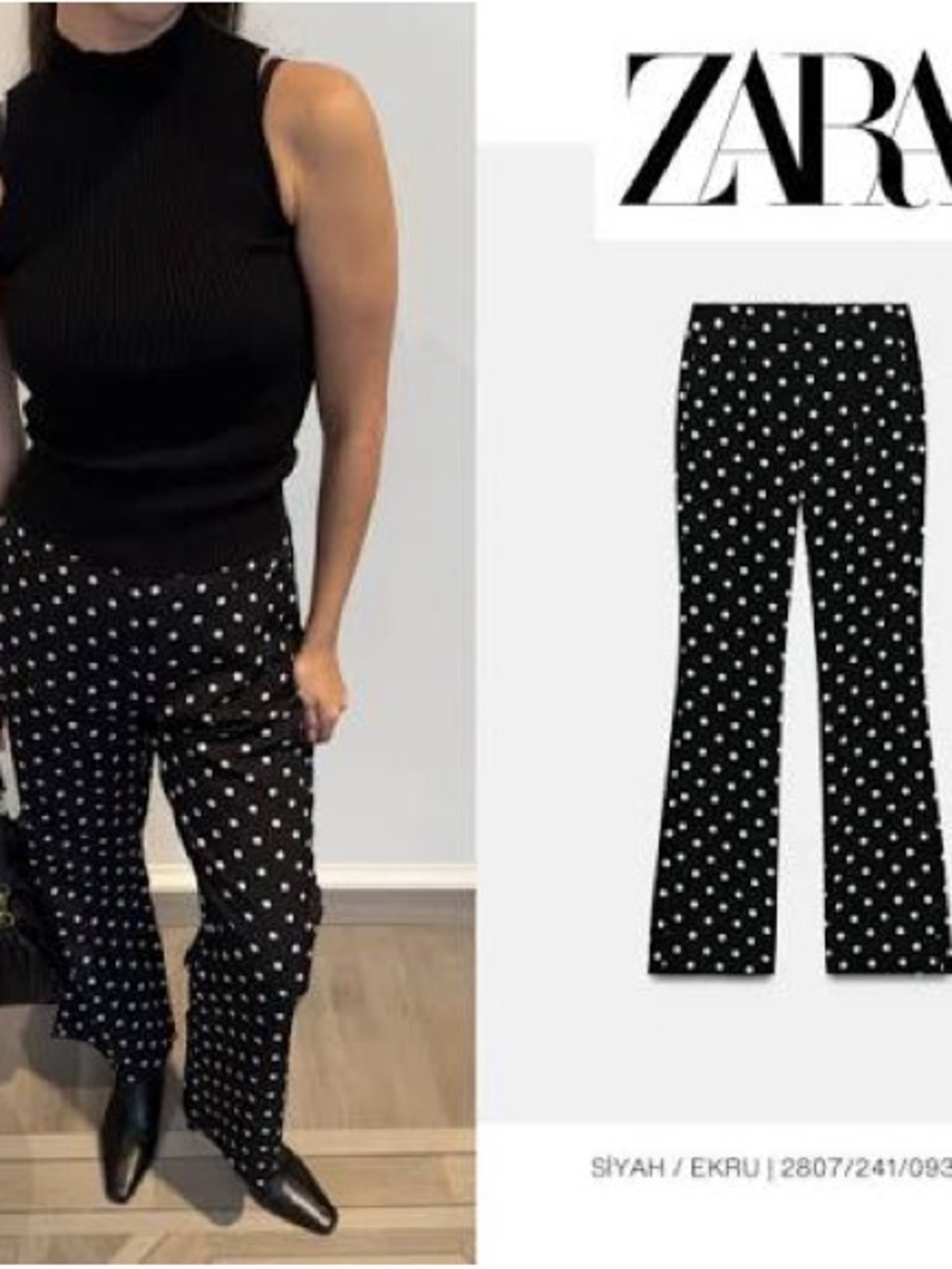 Zara Black Wide-Leg Polka Dot Pants NWT ❗️